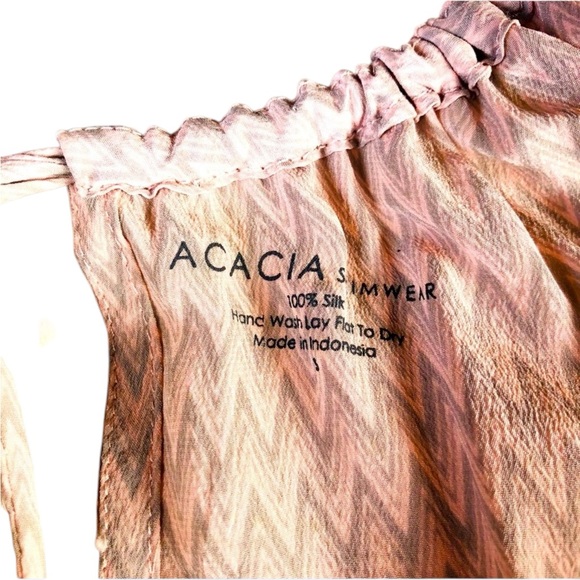 Acacia Silk Babydoll Mini Dress in Original Pink and Gray Zig Zag Print - Picture 12 of 16